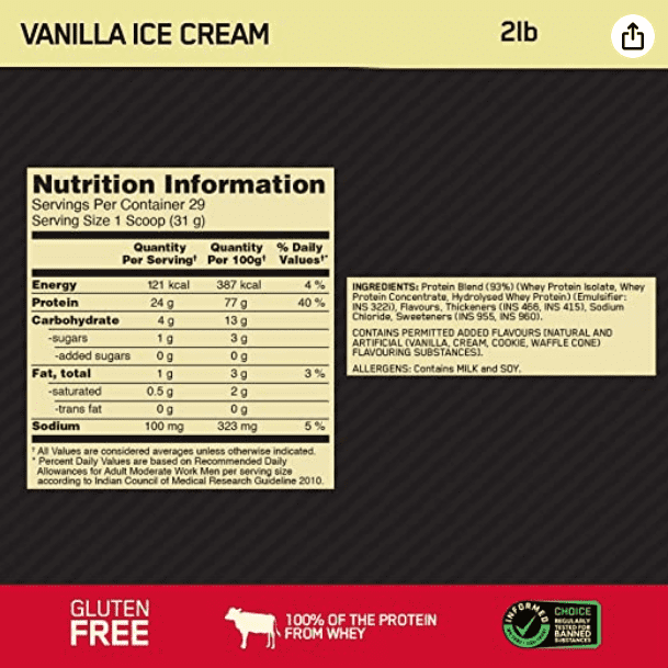 Vanilla Ice Cream Nutrition Information