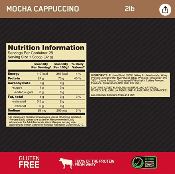 Mocha Cappucino Nutritional Information