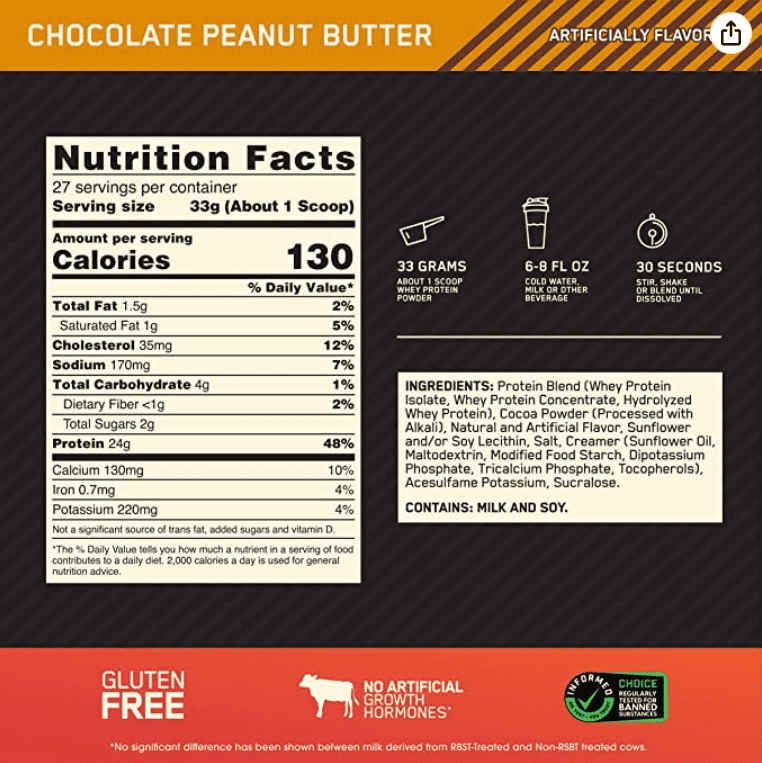 Chocolate Peanut Butter Nutritional Information